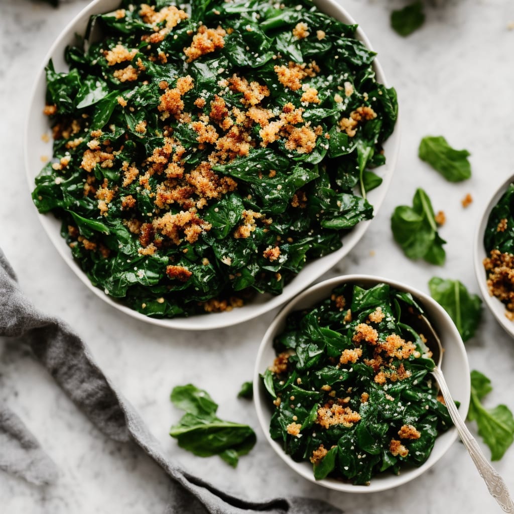 Mixed Winter Greens with Brown Butter Breadcrumbs