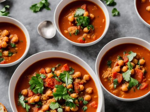 Moroccan Tomato & Chickpea Soup with Couscous