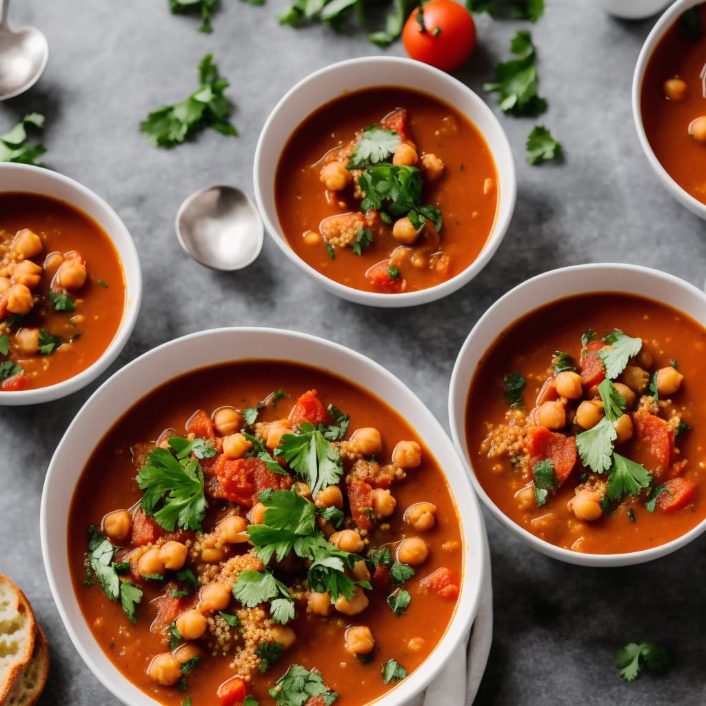 Moroccan Tomato & Chickpea Soup with Couscous