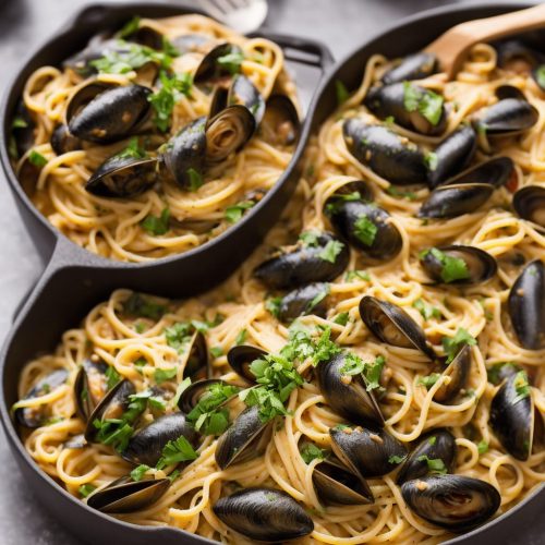 Mussels and Pasta with Creamy Wine Sauce Recipe