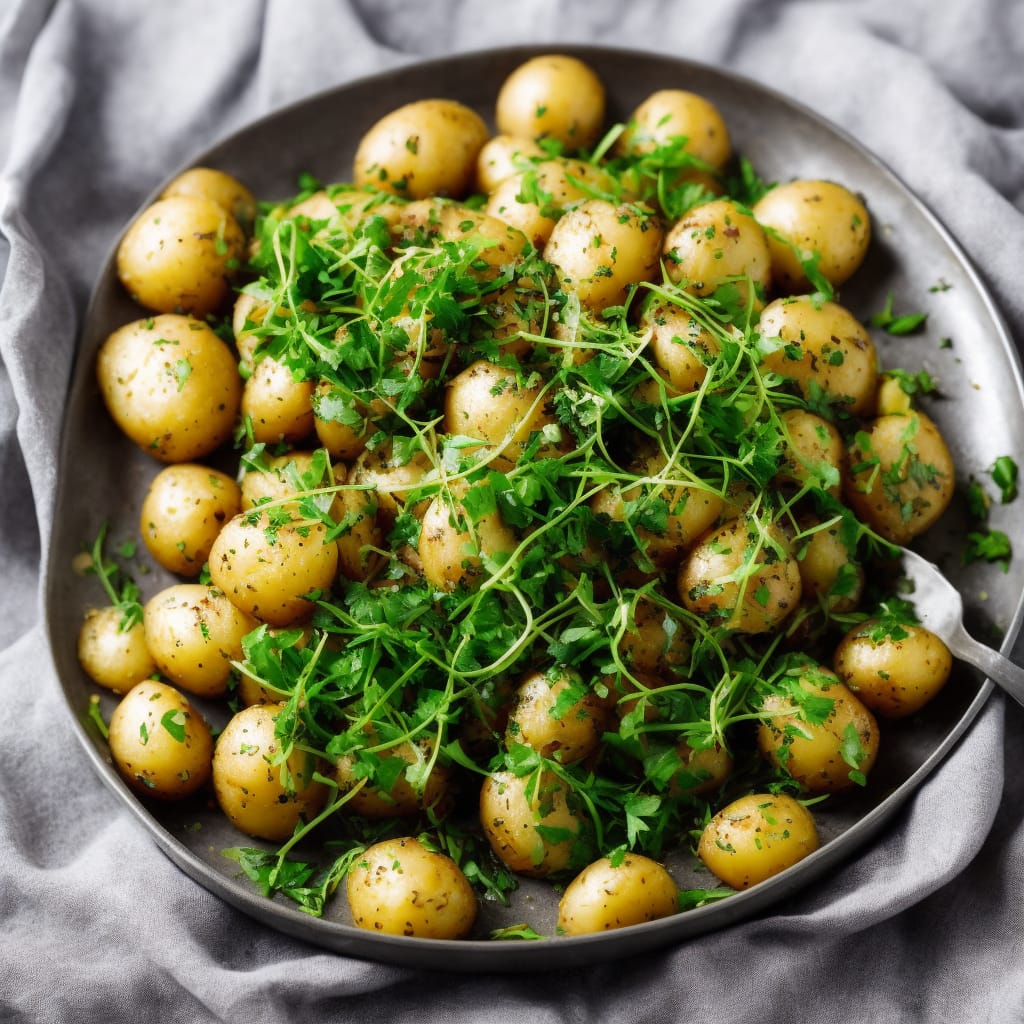 New Potatoes with Beans & Cress