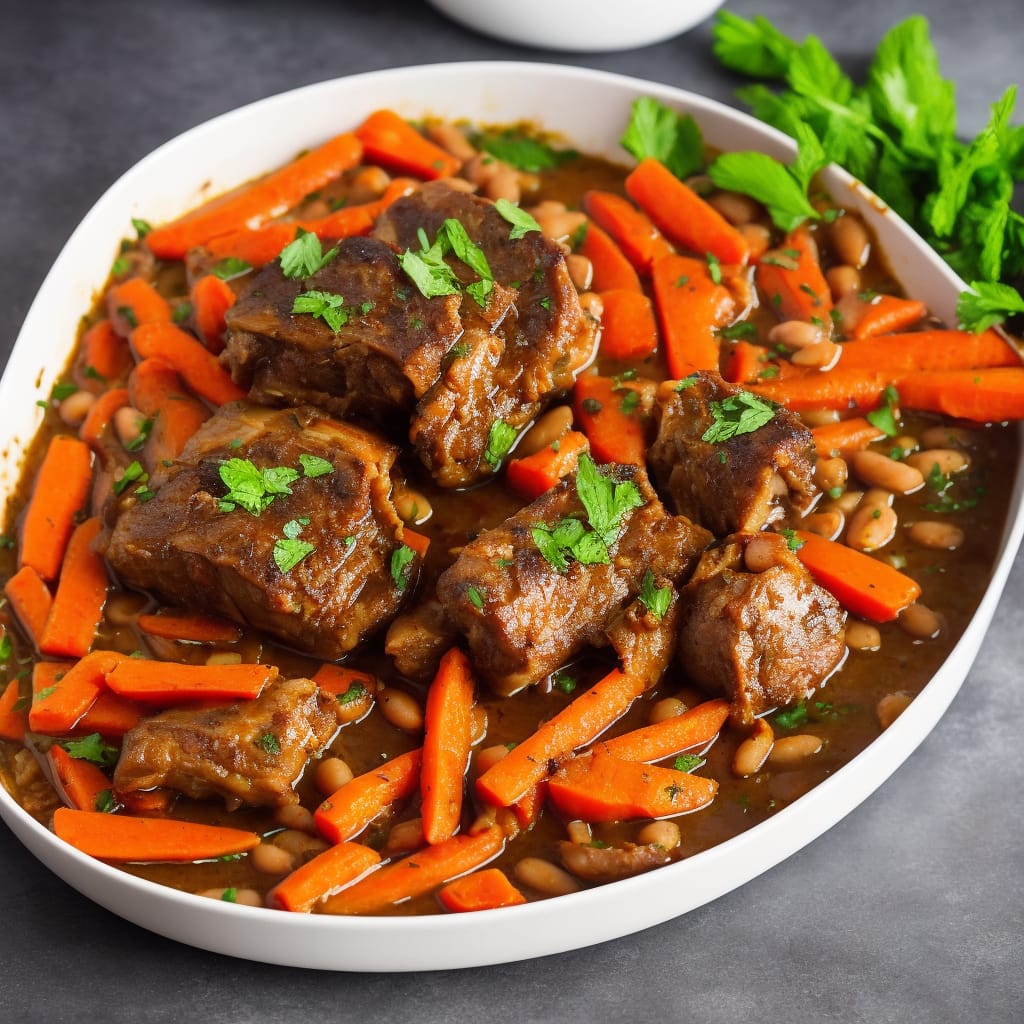 One-Pot Braised Lamb Breast with Beans, Carrots & Mint