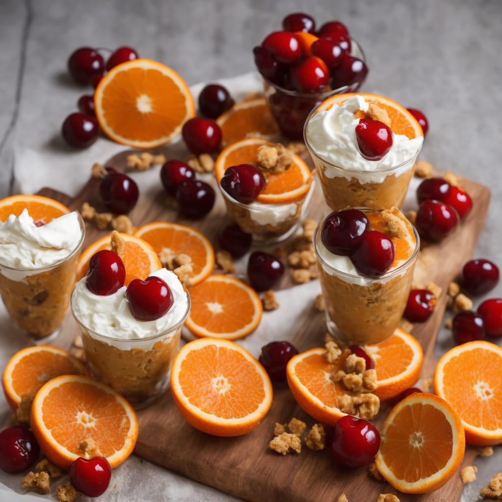 Orange Crunch Creams with Warm Cherries