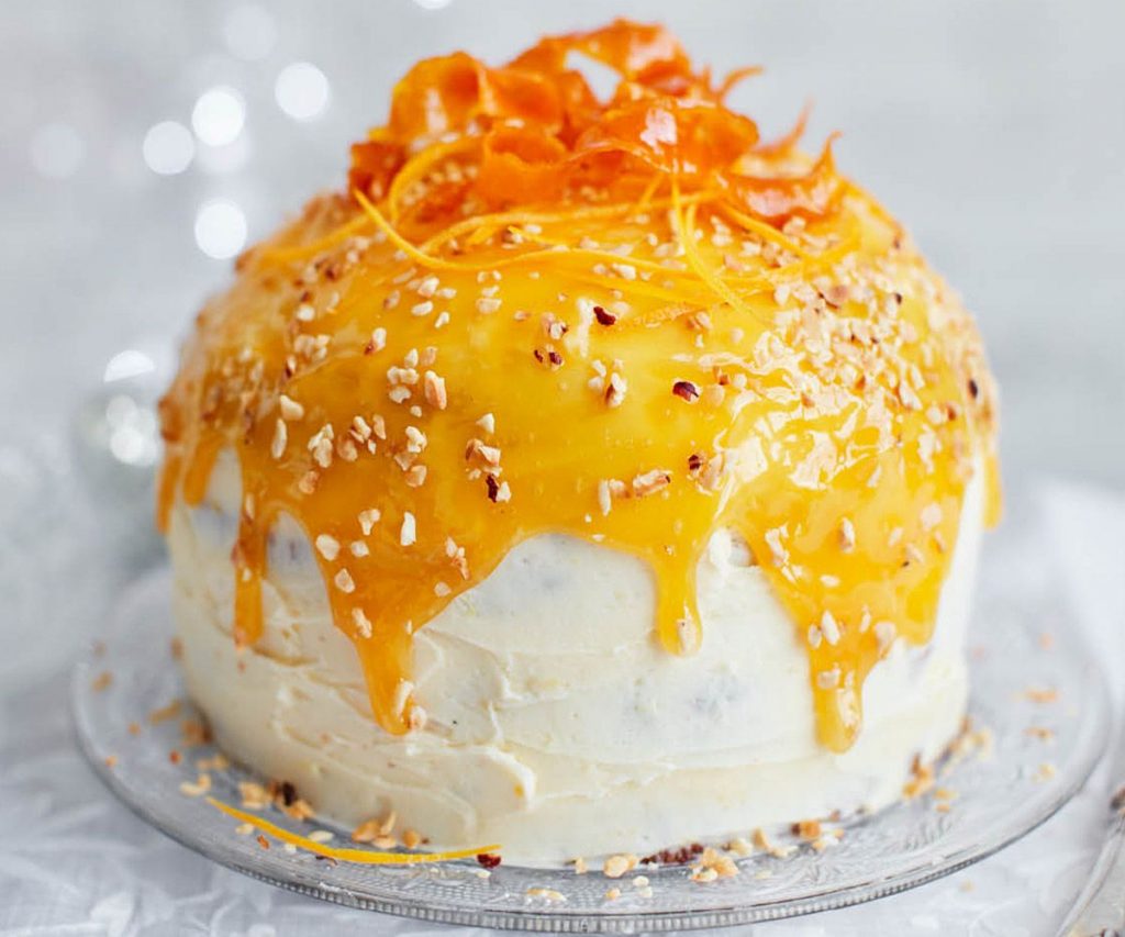 Orange Frosted Panettone Cake
