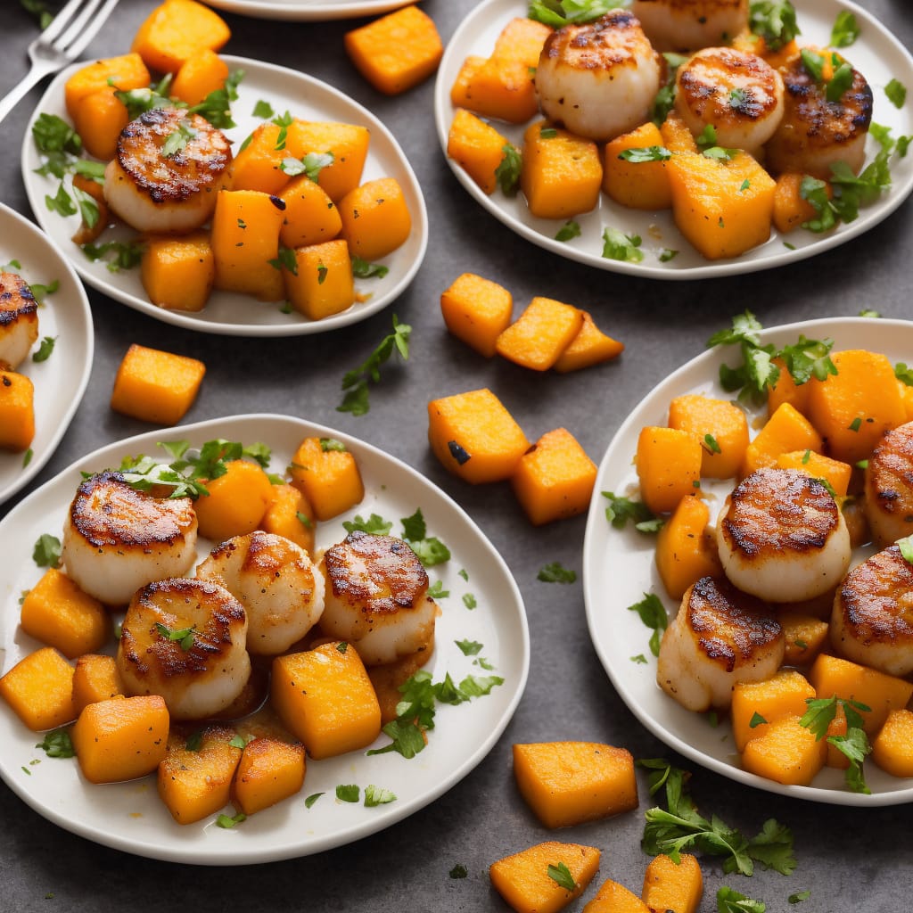 Pan-Fried Scallops with Butternut Squash Two Ways