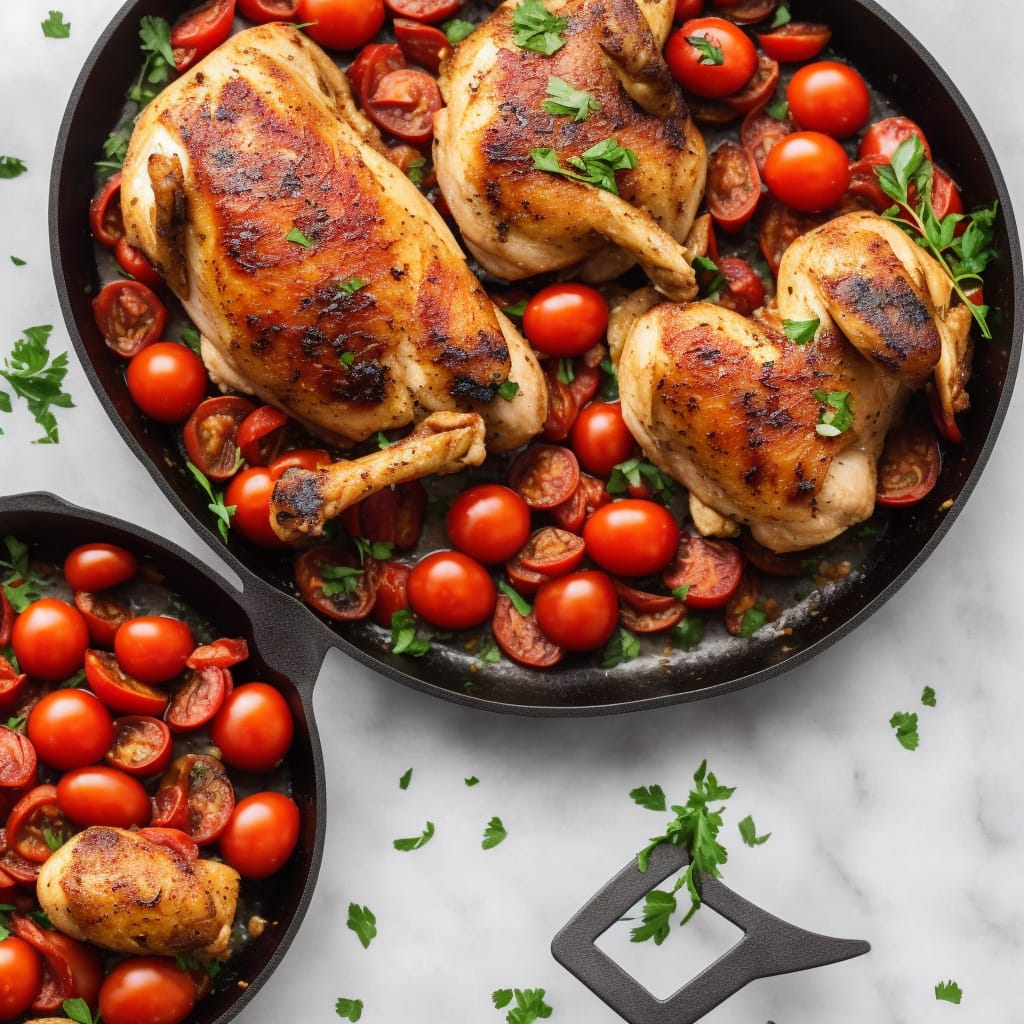 Pan roasted chicken with crisp prosciutto & tomatoes