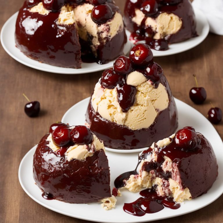 Cherry Ice Cream Bombe with Chocolate Sauce Recipe