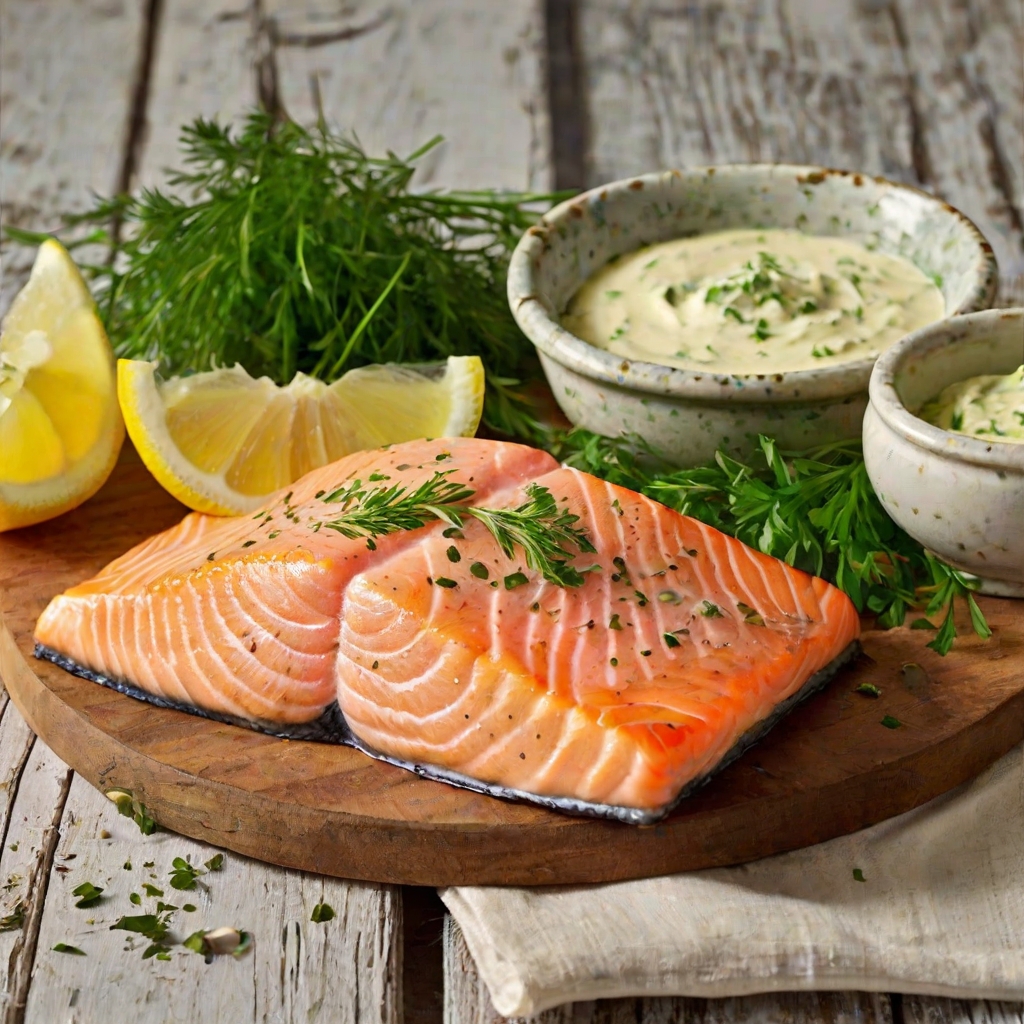 Parcel-poached Salmon with Herby Mayonnaise