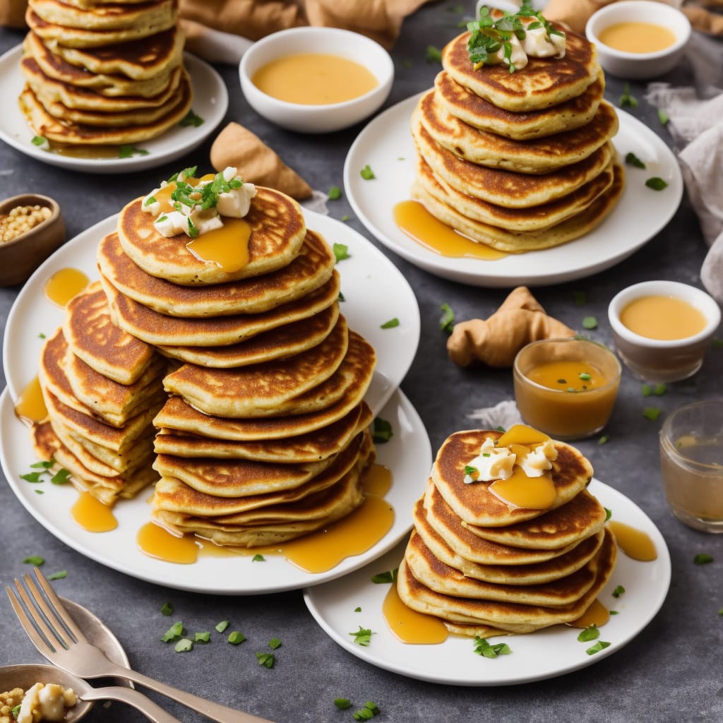 Parsnip Pancakes with Honey & Mustard Dressing