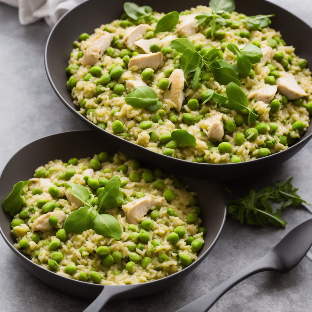 Pea, Broad Bean & Rocket Risotto with Chicken