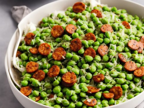 Peas & Broad Beans in Cream with Fennel Seeds & Chorizo