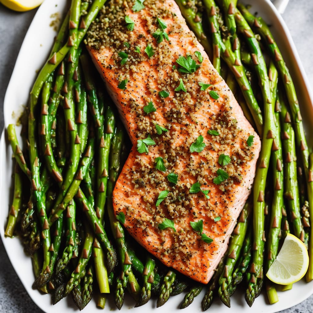 Pepper & Lemon Crusted Salmon with Asparagus