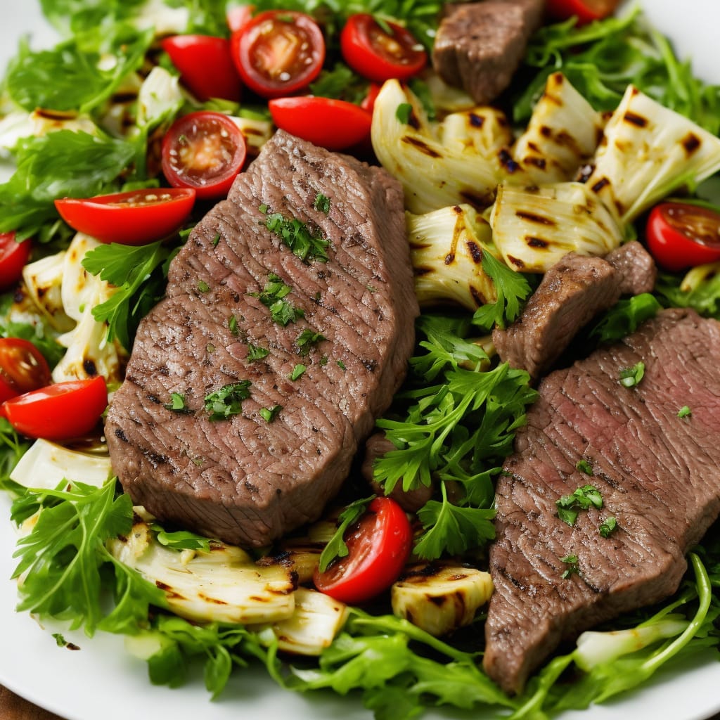 Peppered Fillet of Beef with Grilled Artichoke Salad