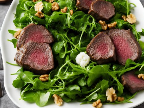 Poached Beef Fillet with Watercress & Walnut Salad