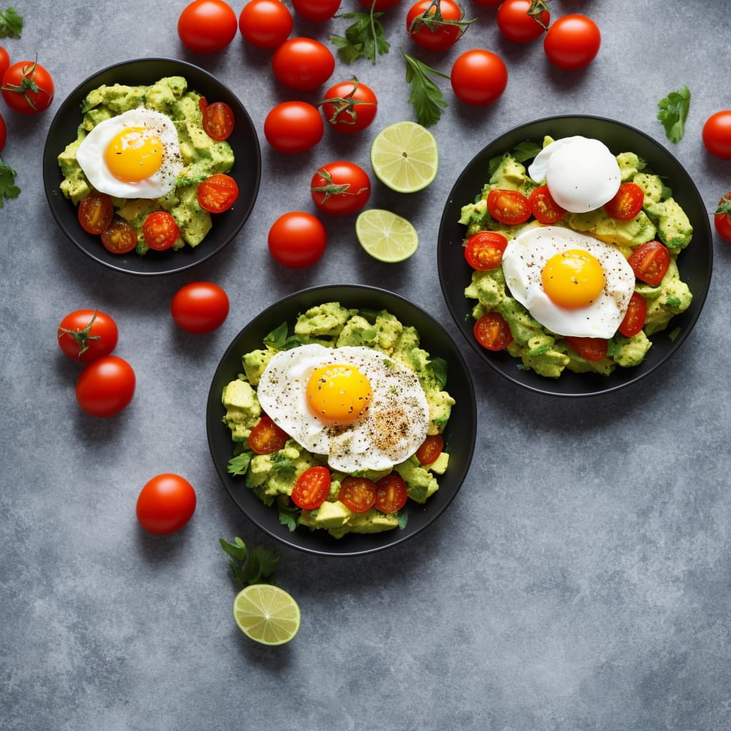 Poached eggs with smashed avocado & tomatoes