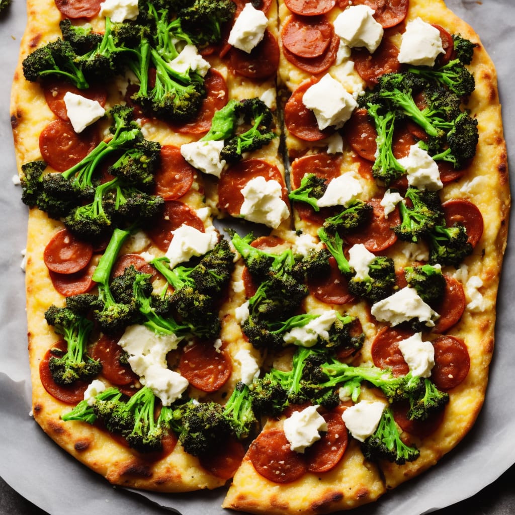 Polenta Pizza with Purple Sprouting Broccoli & Mozzarella