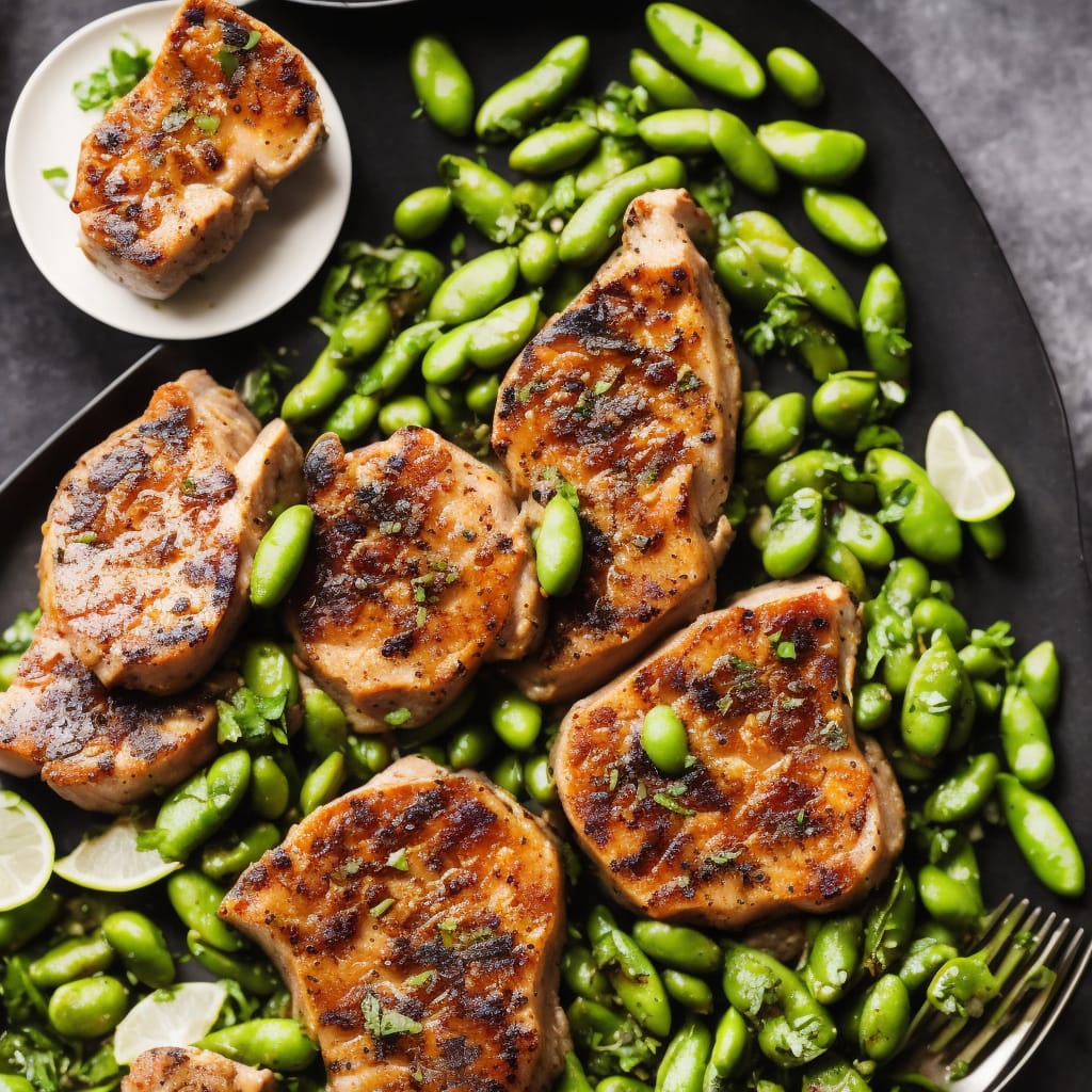 Pork Chops with Broad Bean & Minted Jersey Smash