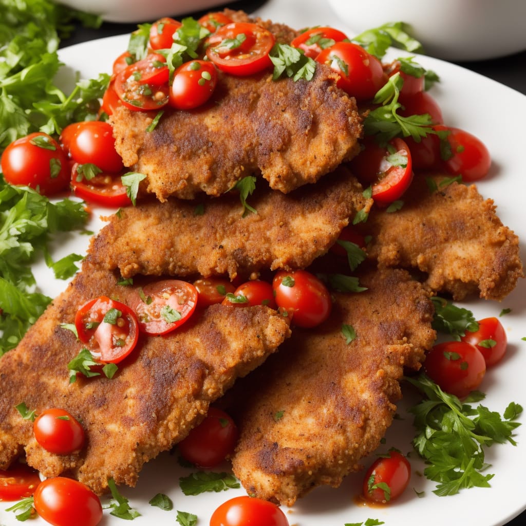 Pork Schnitzel with Tomato & Caper Sauce