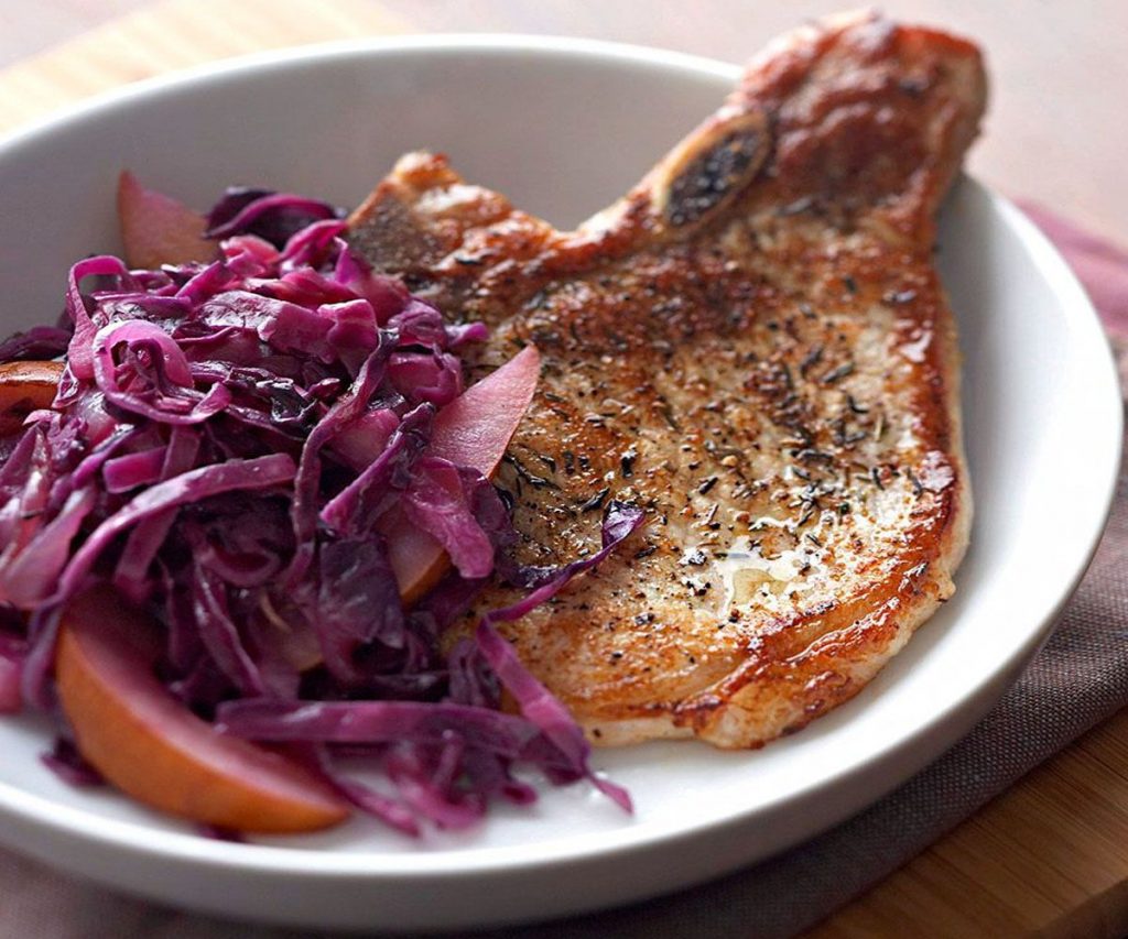 Pork with Braised Red Cabbage & Pears