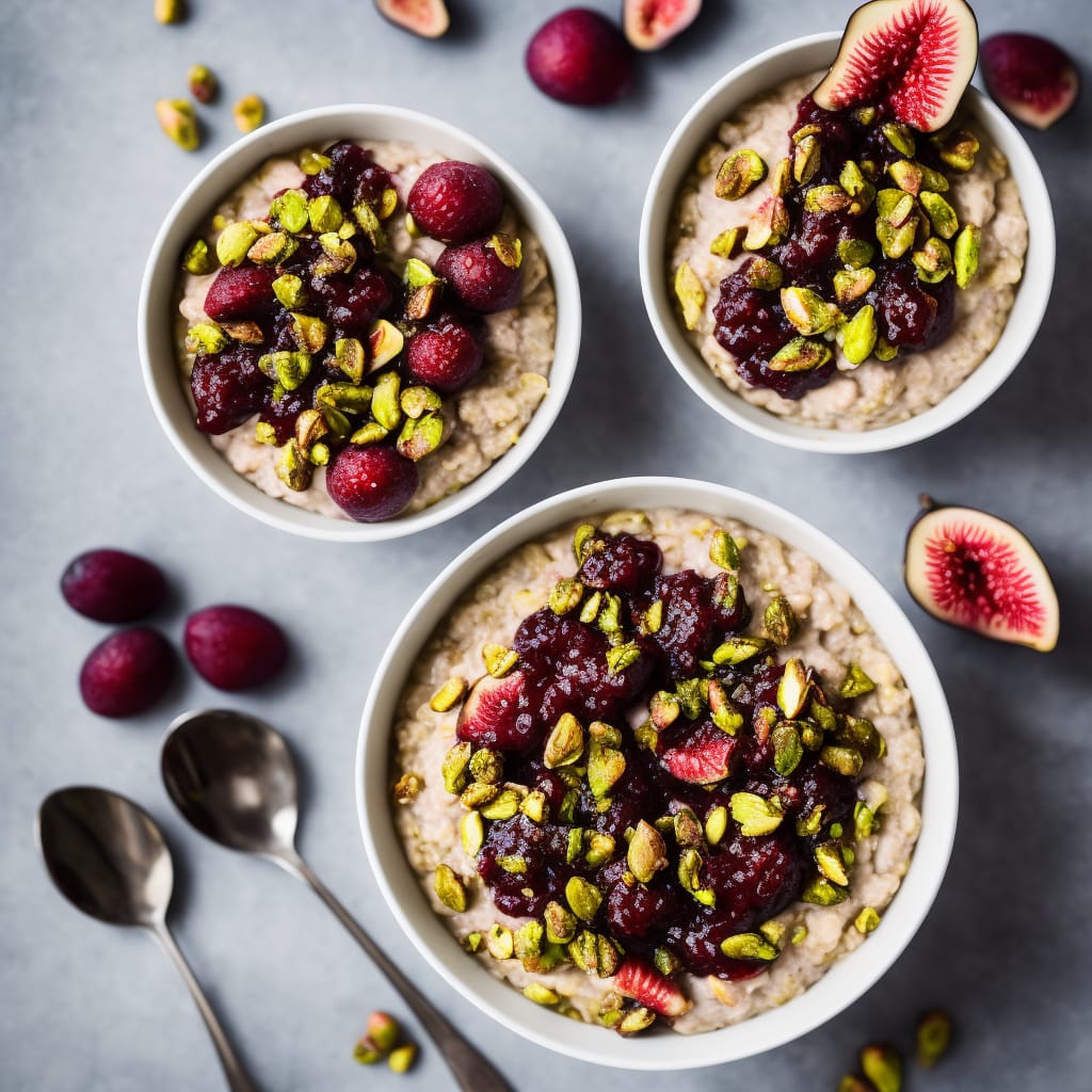Porridge with Quick Berry Compote, Figs & Pistachios