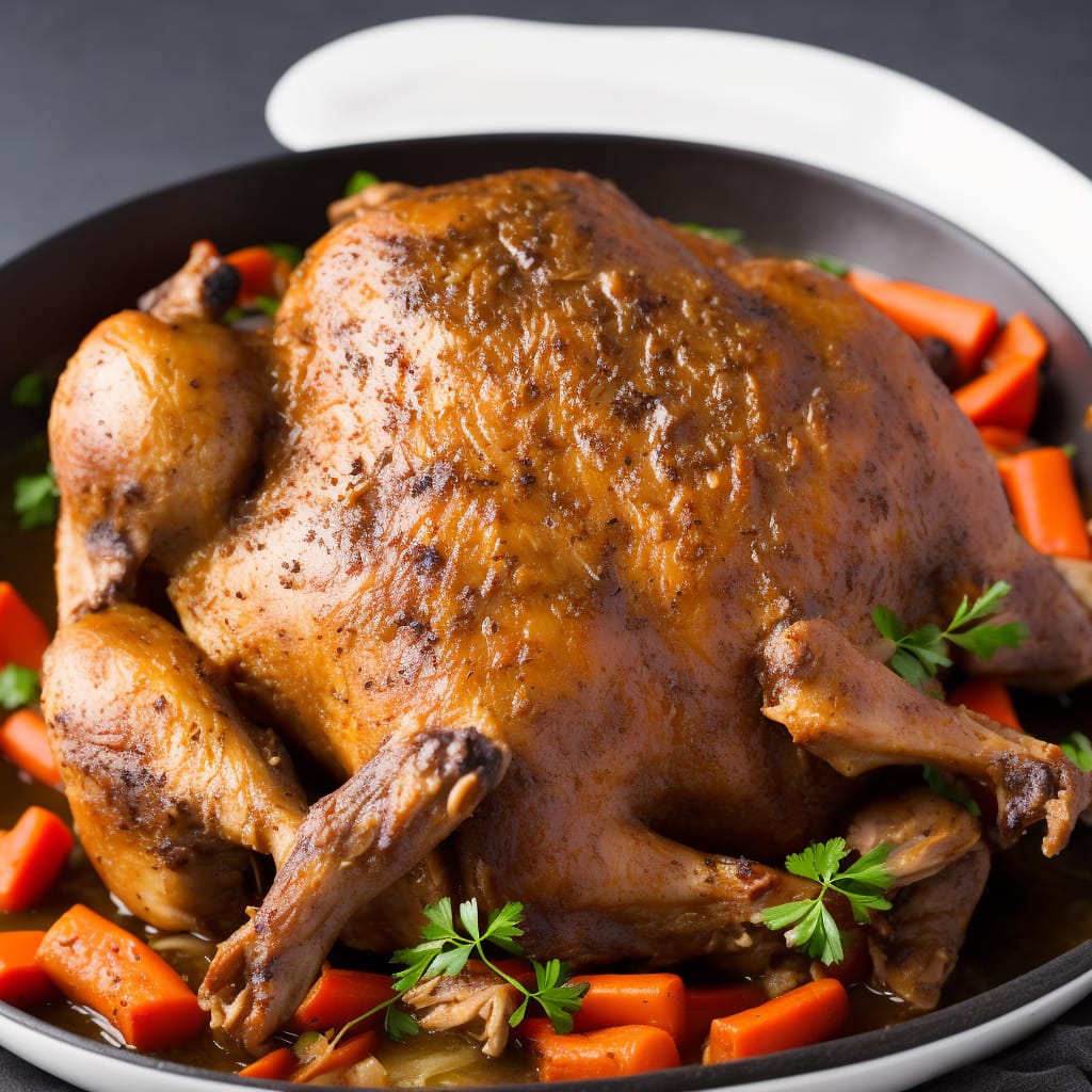 Pot-roast chicken with stock