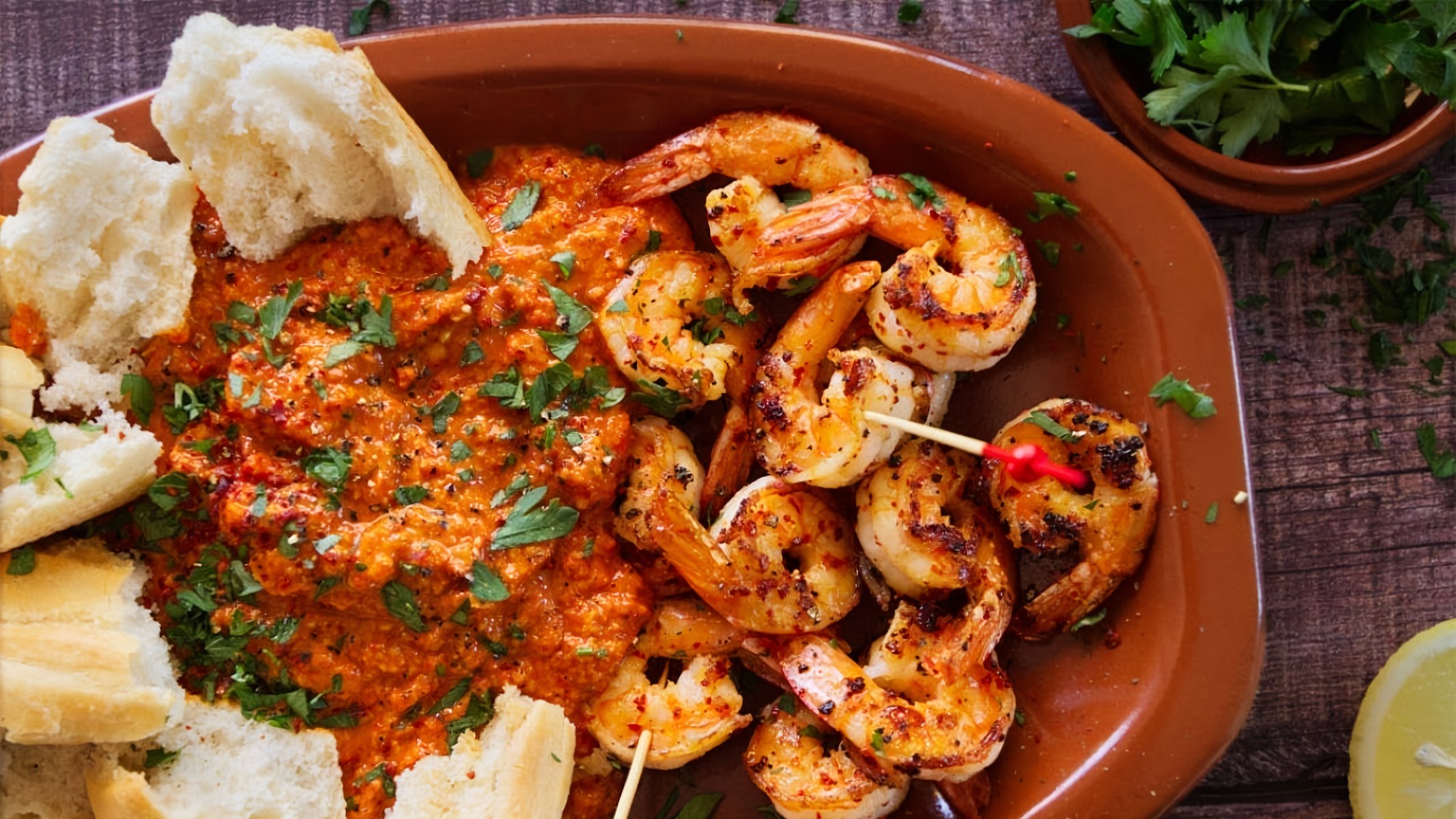 Prawns with Romesco Sauce