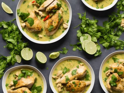Pull-apart chicken with green curry & lime leaf dressing