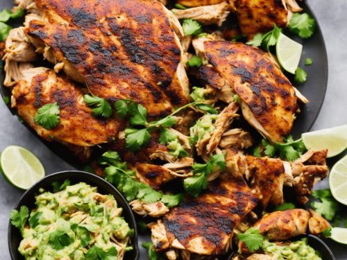 Pulled Chicken with Charred-Lime Guac & Crispy Skin
