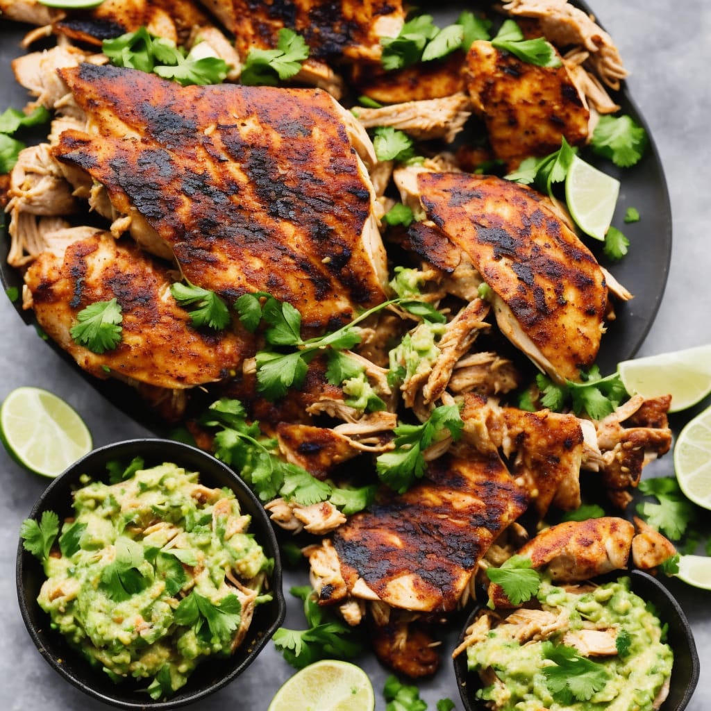 Pulled Chicken with Charred-Lime Guac & Crispy Skin
