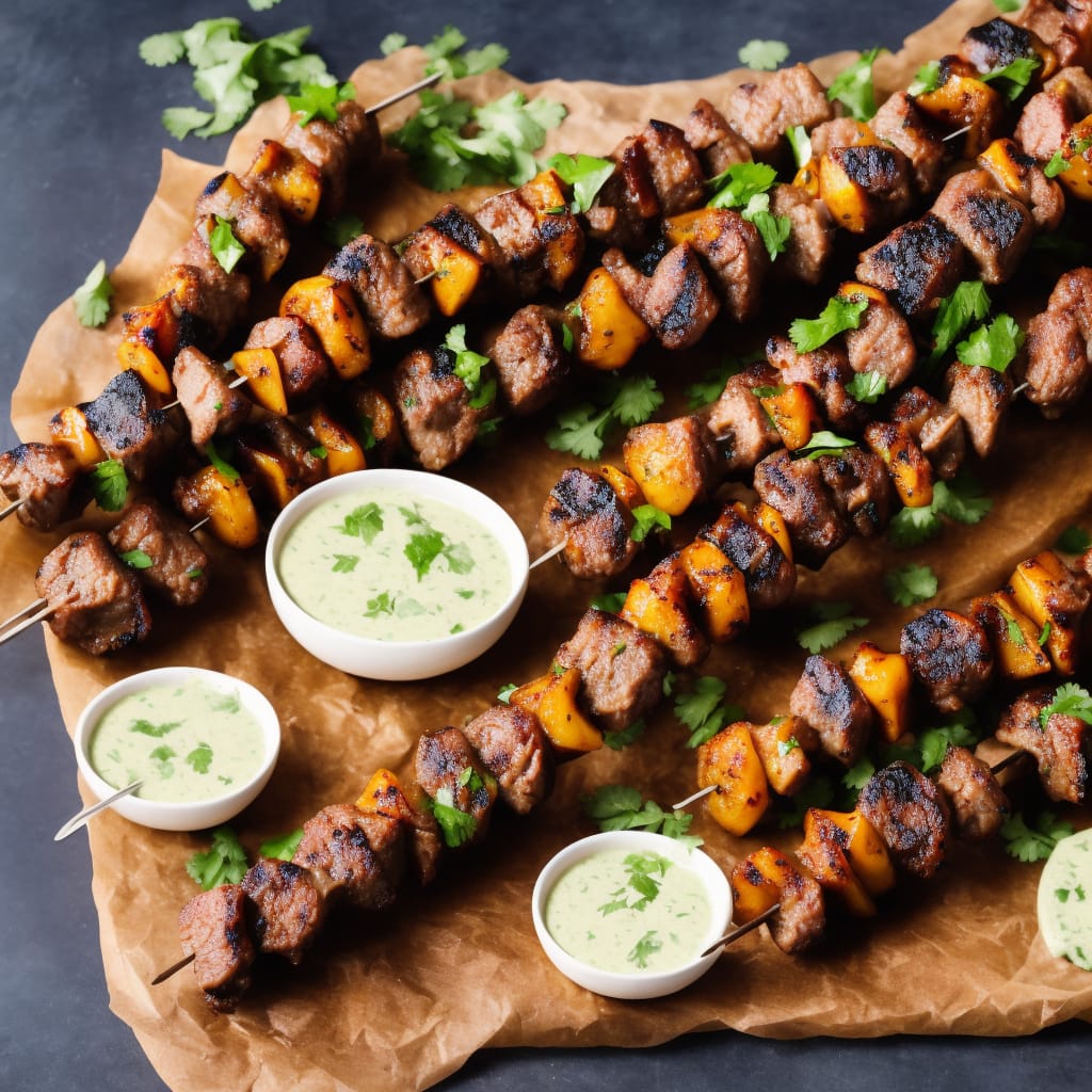 Pulled Goat Kebabs with Coriander Dressing