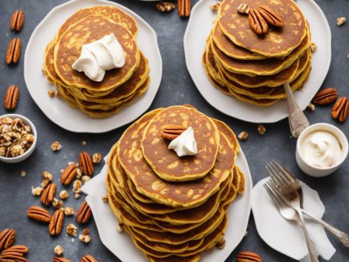 Pumpkin Pancakes with Salted Pecan Butterscotch