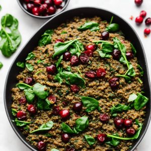 Puy Lentils with Spinach & Sour Cherries