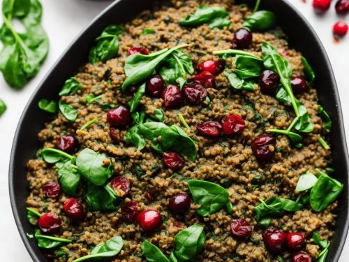 Puy Lentils with Spinach & Sour Cherries