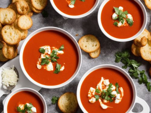Quick Tomato Soup with Cheesy Garlic Dippers