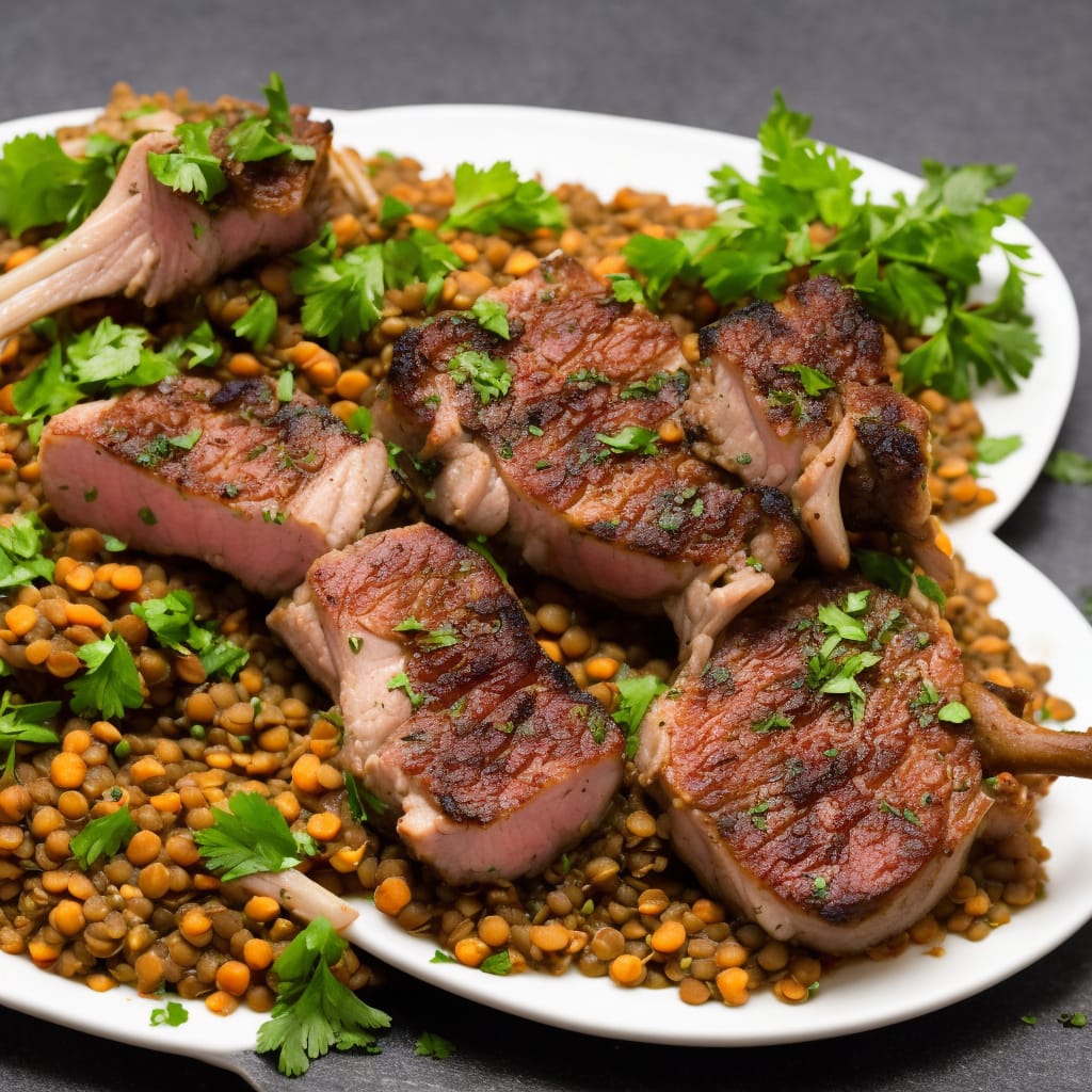 Rack of lamb with lentils & Jack-by-the-hedge sauce