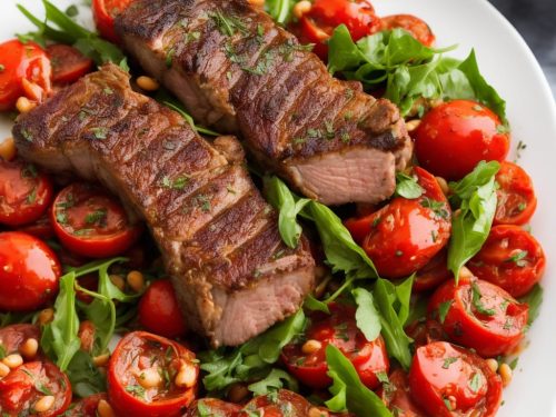 Rack of lamb with warm salad of mixed beans & slow-roast tomatoes