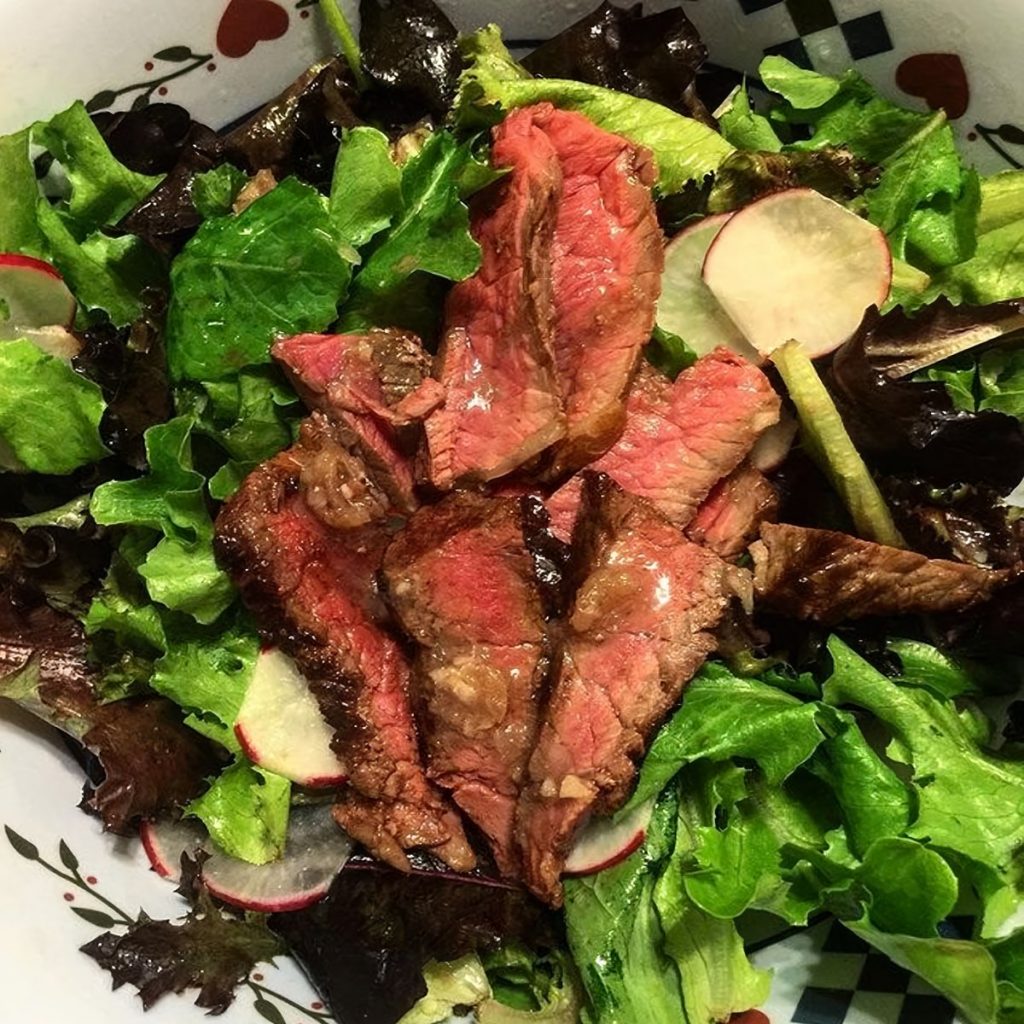 Rare Beef & Anchovy Salad with Rocket & Caesar Dressing Recipe