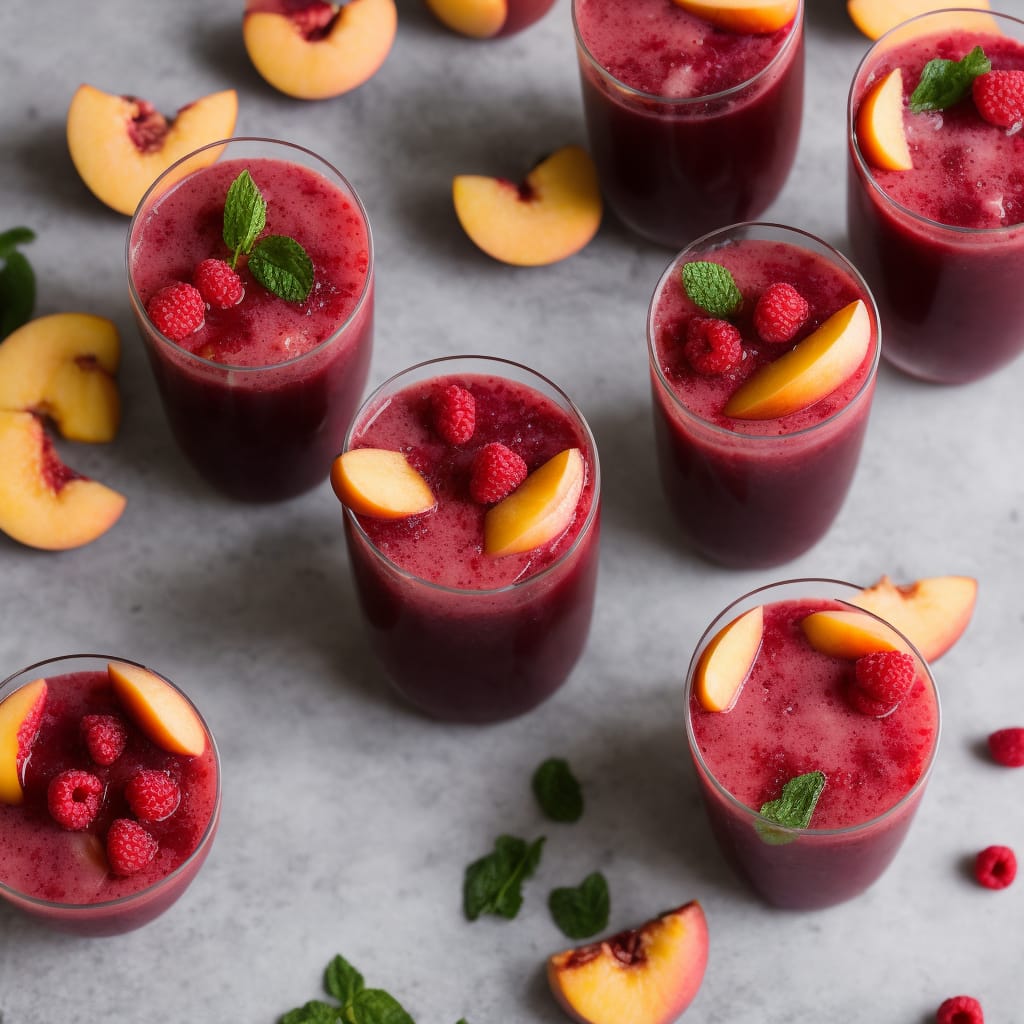 Raspberry & Red Wine Slush with Peach Salad