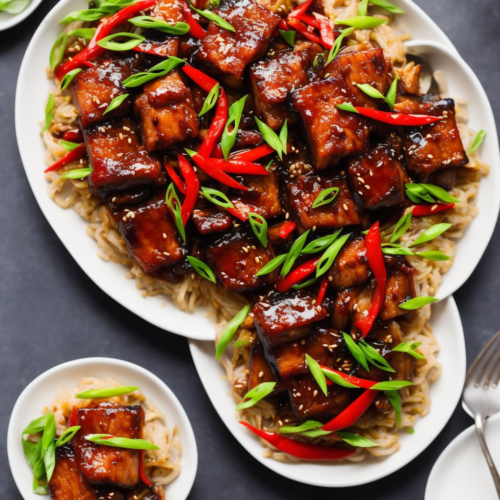 Red Braised Ginger Pork Belly with Pickled Chillies