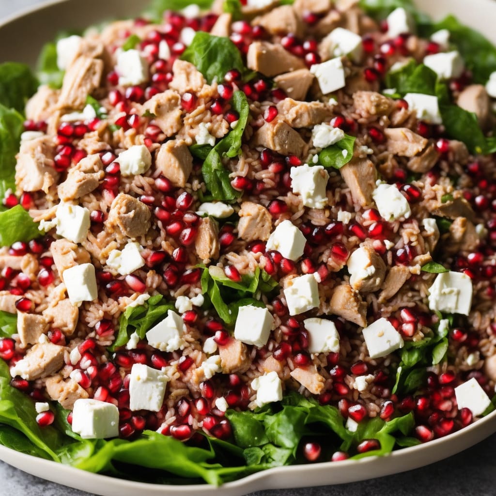 Red Rice & Chicken Salad with Pomegranate & Feta