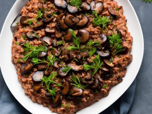 Red Wine Risotto with Duck & Garlicky Mushrooms