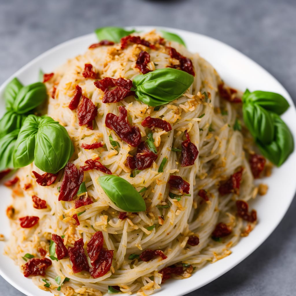 Rice Noodles with Sundried Tomatoes, Parmesan & Basil