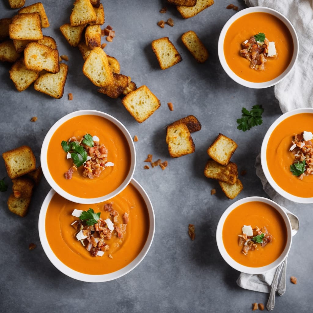 Roast Carrot Soup with Pancetta Croutons