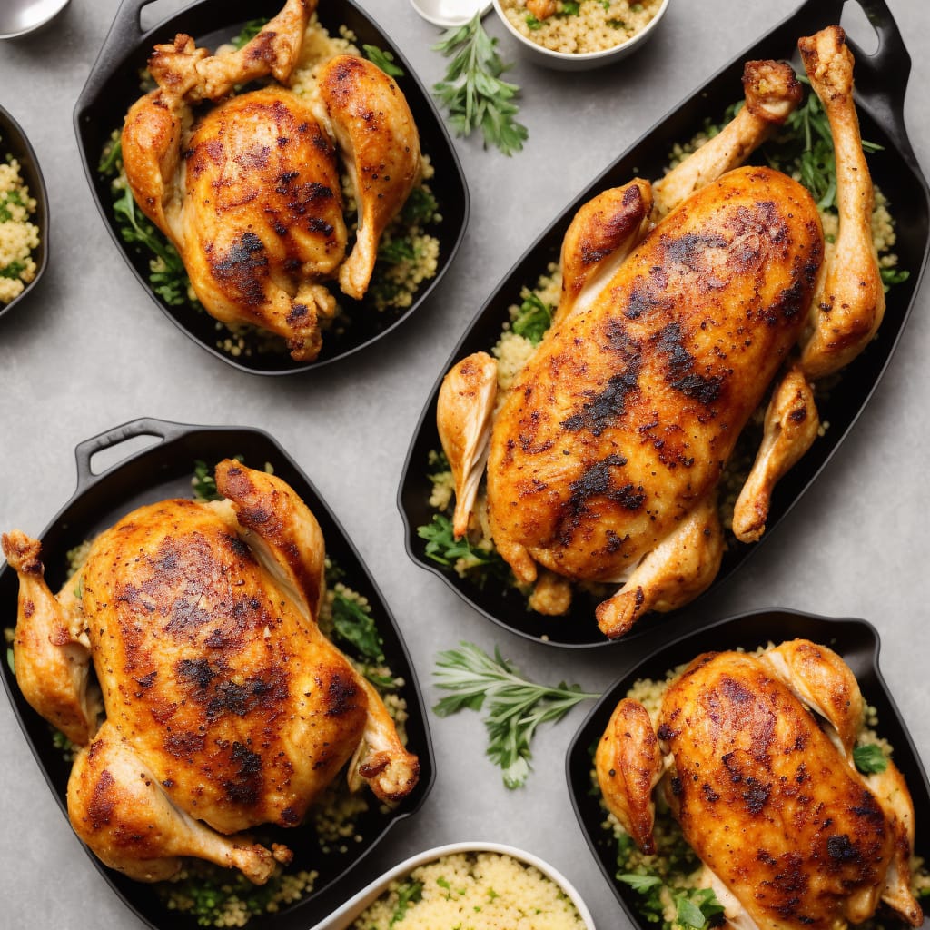 Roast Chicken with Couscous & Pine Nut Stuffing