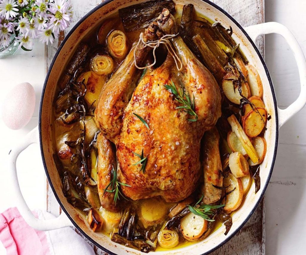 Roast Chicken with Leek, Tarragon & Goat's Cheese Stuffing Recipe
