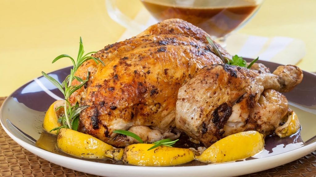 Roast Chicken with Lemon & Rosemary Roots