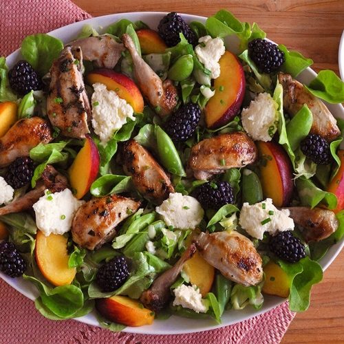 Roast & Marinated Quail with Warm Spring Vegetable Salad Recipe