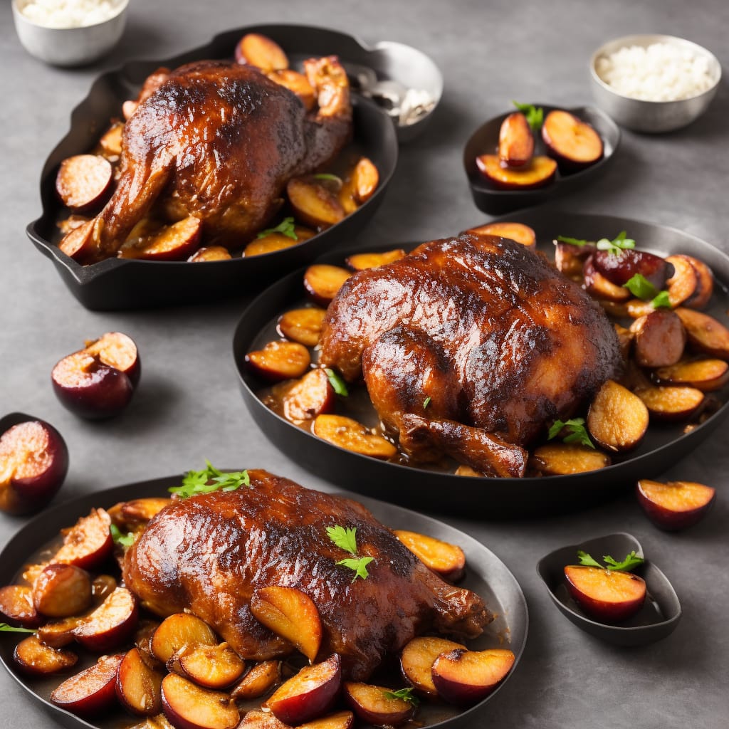 Roast Spiced Duck with Plums