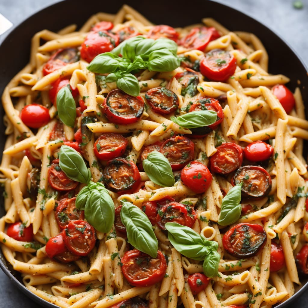 Roasted Aubergine, Tomato & Basil Pasta