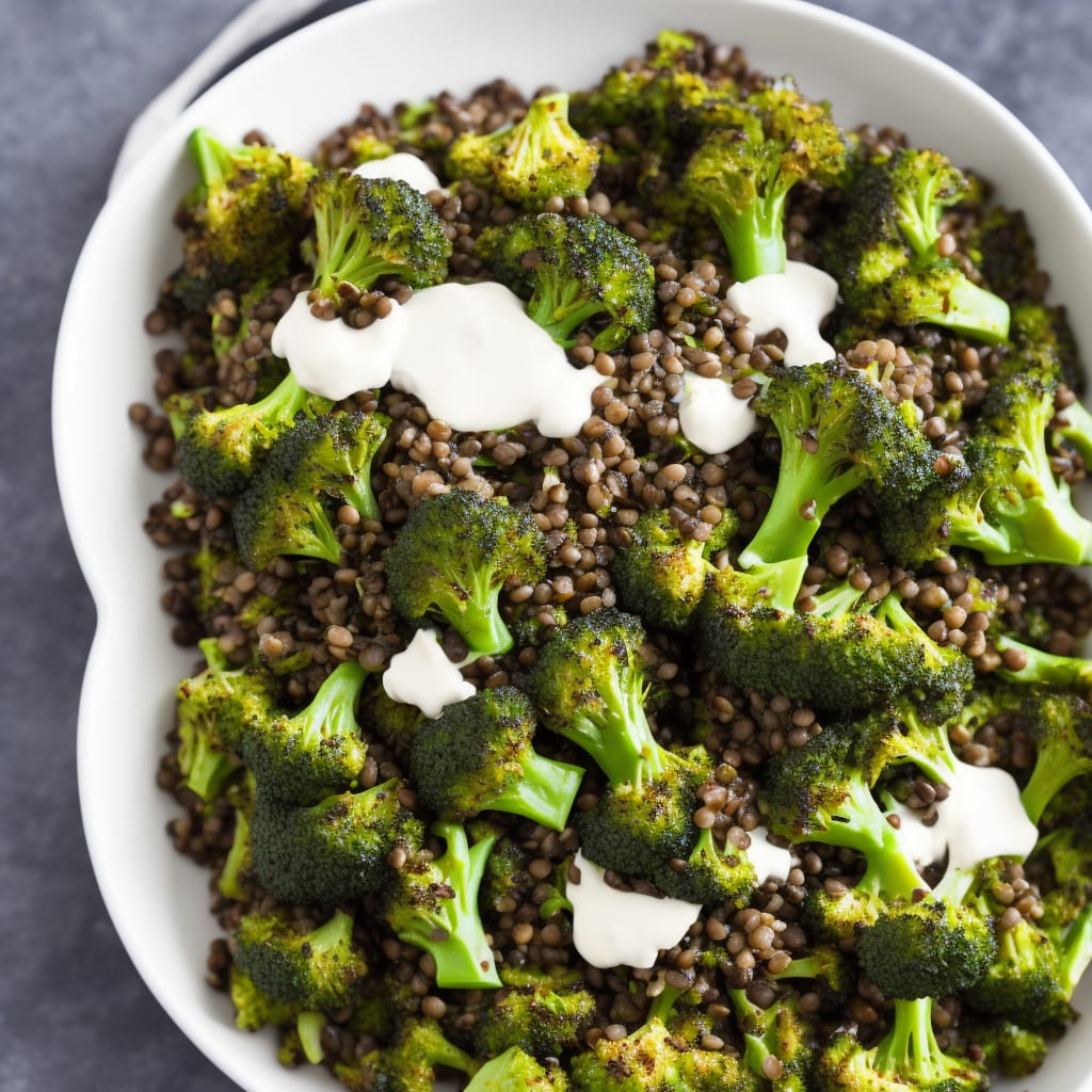 Roasted Broccoli, Puy Lentils & Tahini Yogurt